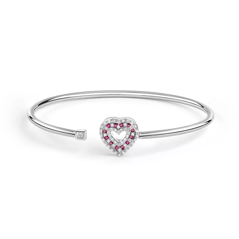 Bratara Damiani Belle Epoque cu rubine si diamante, din aur alb de 18K