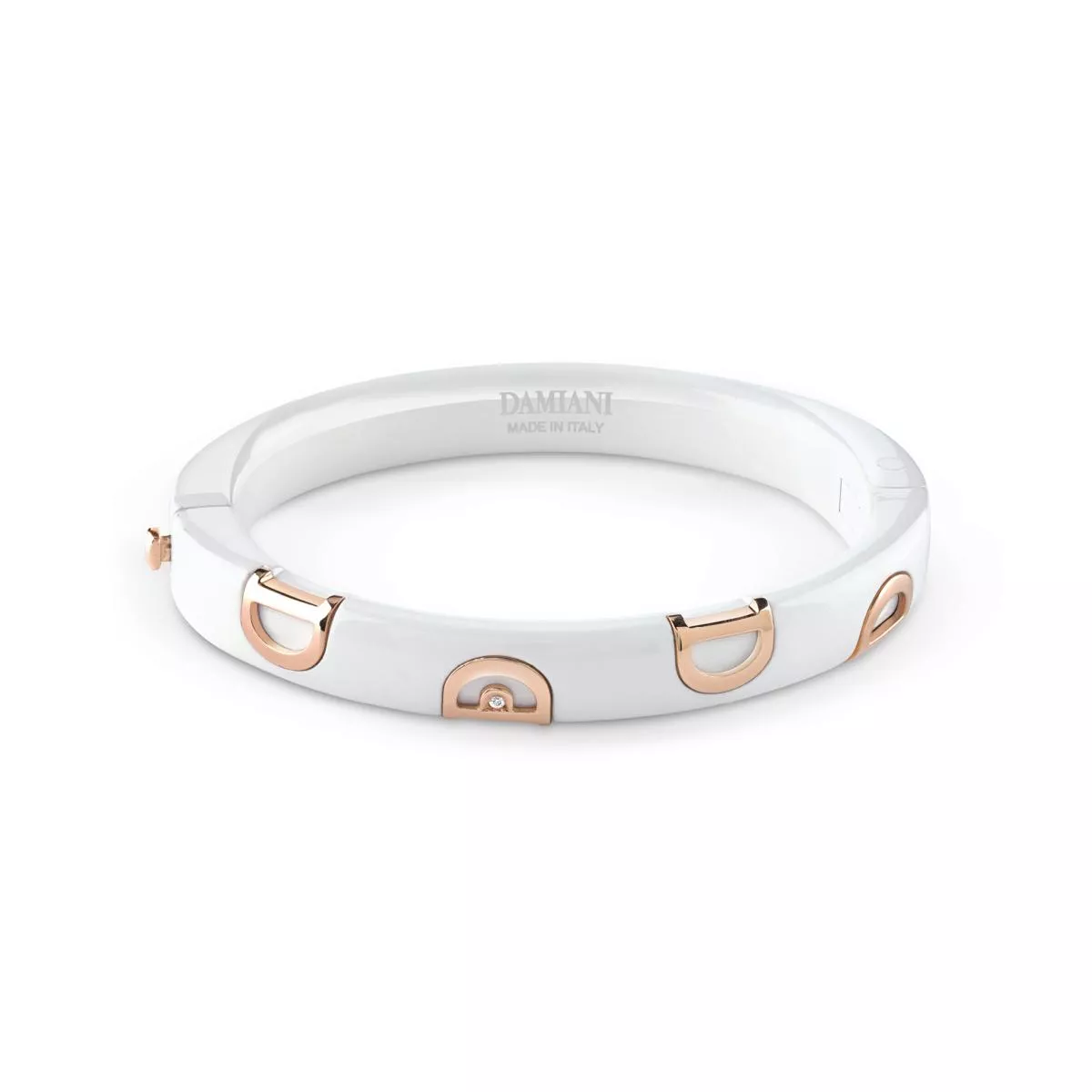 Bratara Damiani D.Icon cu ceramica si diamant, din aur roz de 18K