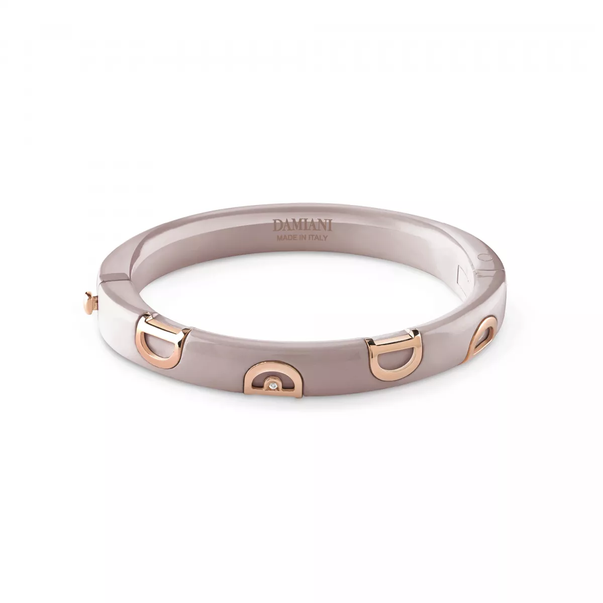 Bratara Damiani D.Icon cu ceramica si diamante, din aur roz de 18K