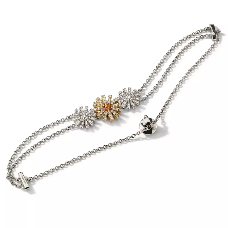 Bratara  Damiani Margherita cu diamante si citrine, din aur alb  de 18K