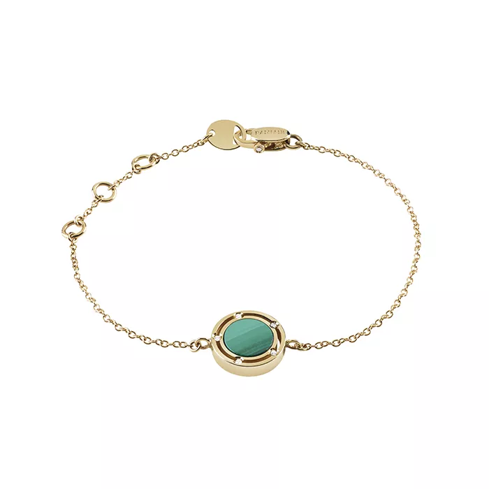 Bratara  Damiani D.Side cu malachit si diamante, din aur galben de 18K