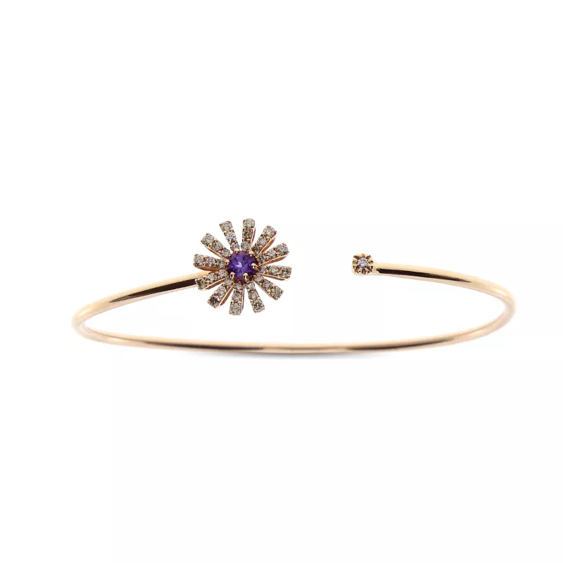 Bratara Damiani Margherita cu diamant si ametist, din aur roz de 18K