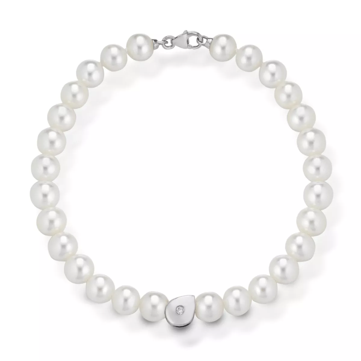 Bratara  Coscia cu perle si diamante, din aur alb  de 18K