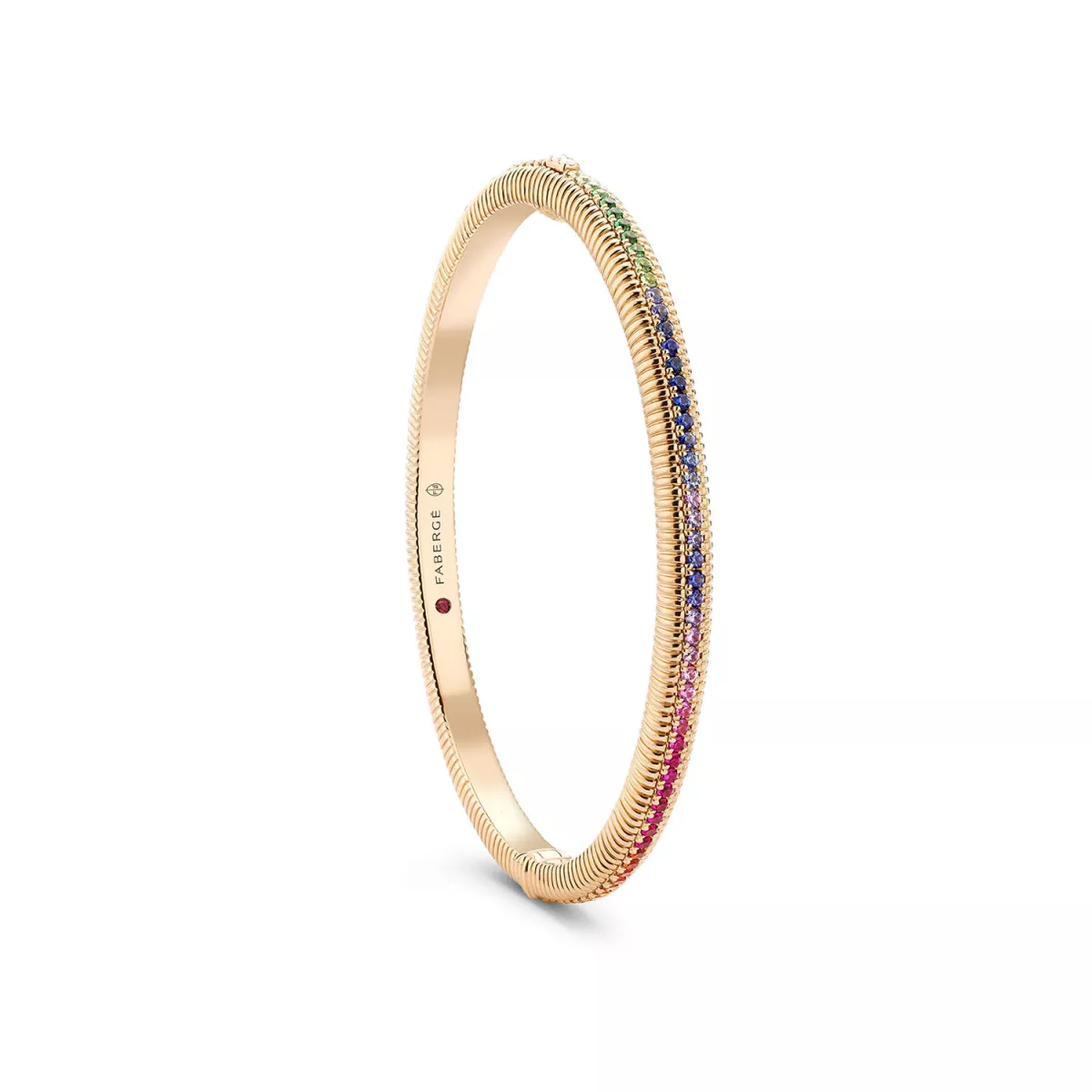 Bratara  Faberg&eacute; cu safire diamant, rubin si tsavorit, din aur roz de 18K
