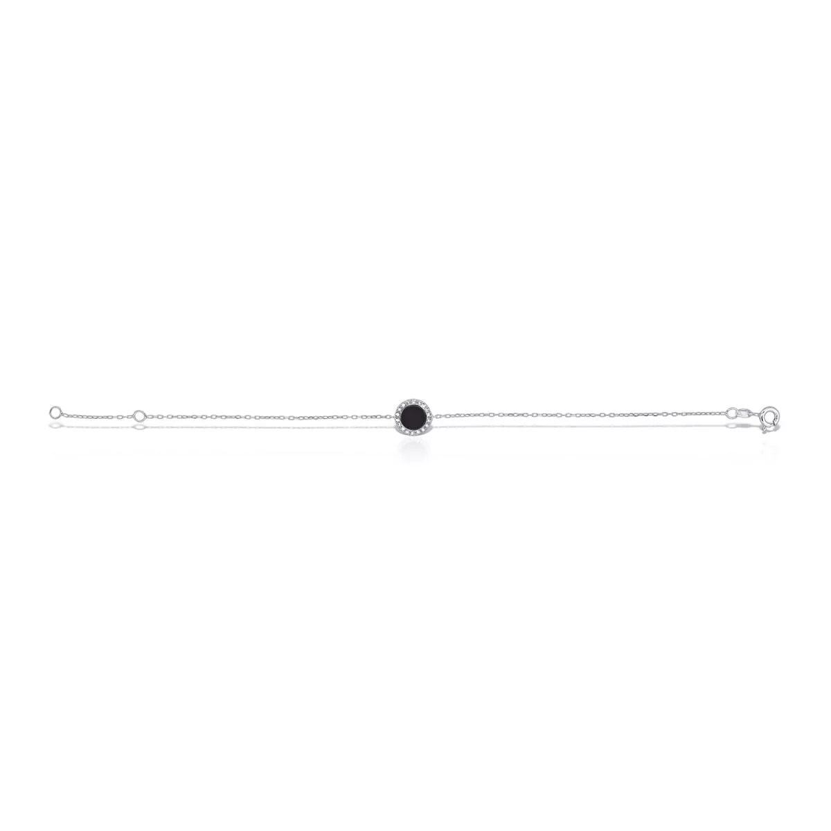 Bratari - Bratara Maria Granacci cu onix si diamante, din aur alb de 18K, cellini.ro