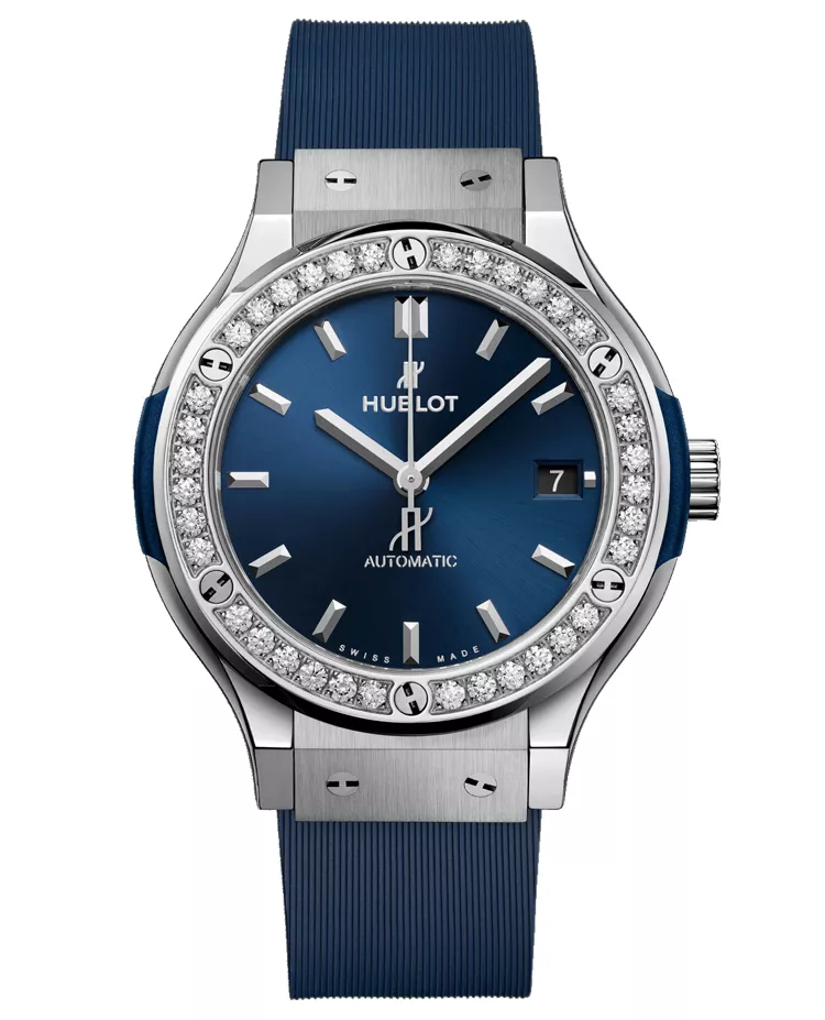 Ceas Hublot Classic Fusion Titanium Blue Diamonds 565.NX.7170.RX.1204