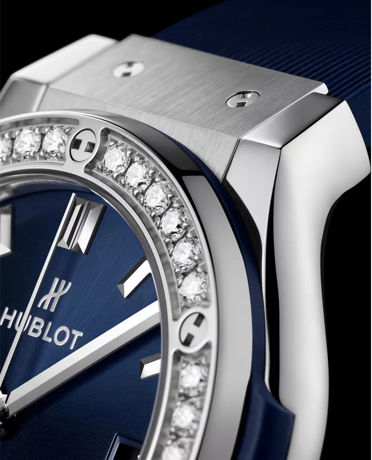 Ceasuri de dama - Ceas Hublot Classic Fusion Titanium Blue Diamonds 565.NX.7170.RX.1204, cellini.ro