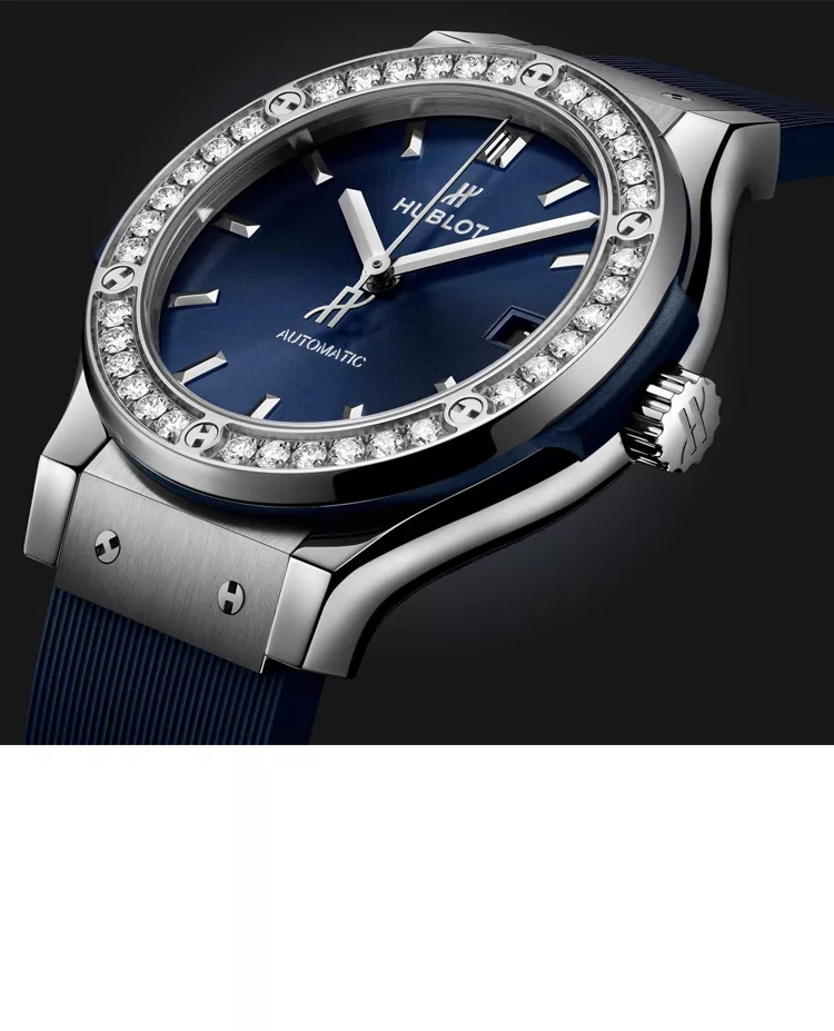 Ceas Hublot Classic Fusion Titanium Blue Diamonds 565.NX.7170.RX.1204