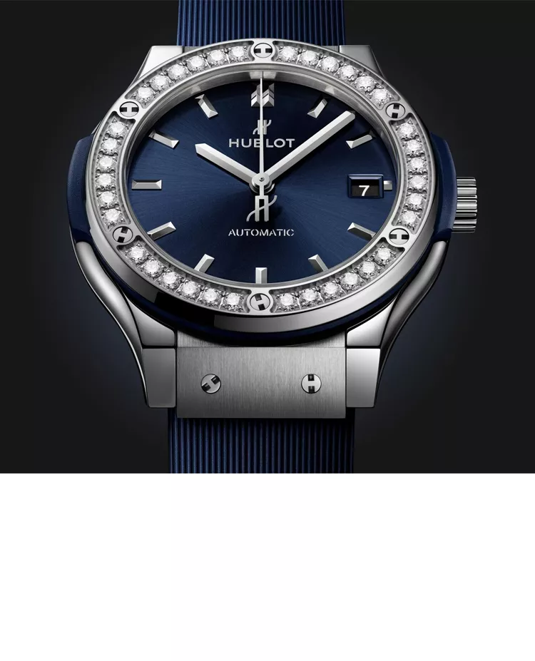 Ceas Hublot Classic Fusion Titanium Blue Diamonds 565.NX.7170.RX.1204