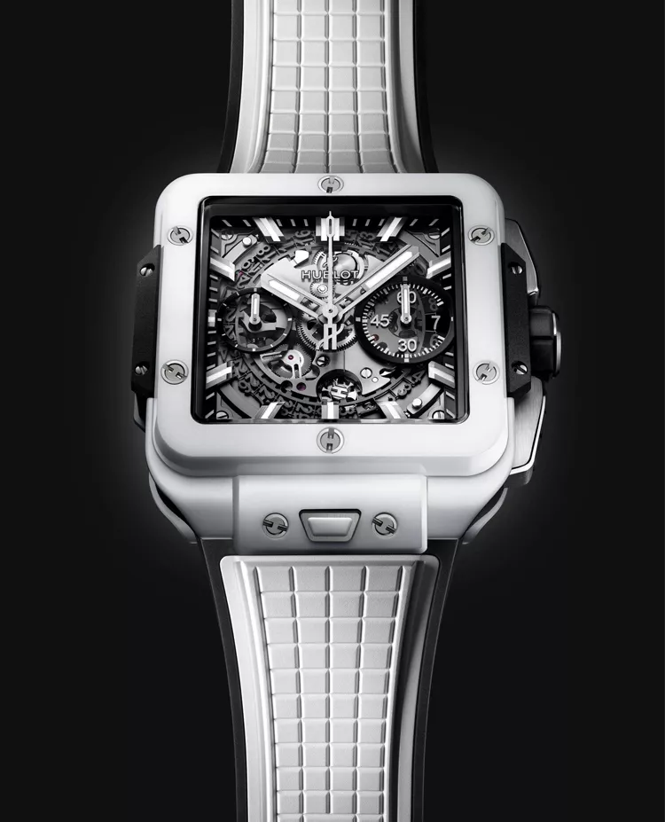 Ceasuri barbati - Ceas Hublot Square Bang Unico White Ceramic 821.HX.0170.RX, cellini.ro