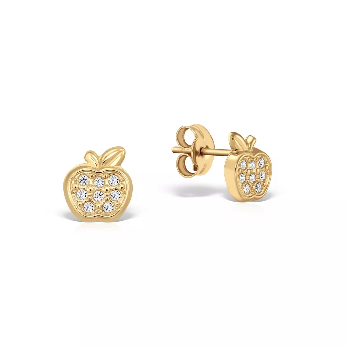 Cercei Bambini Preziosi cu zircon, din aur galben de 18K