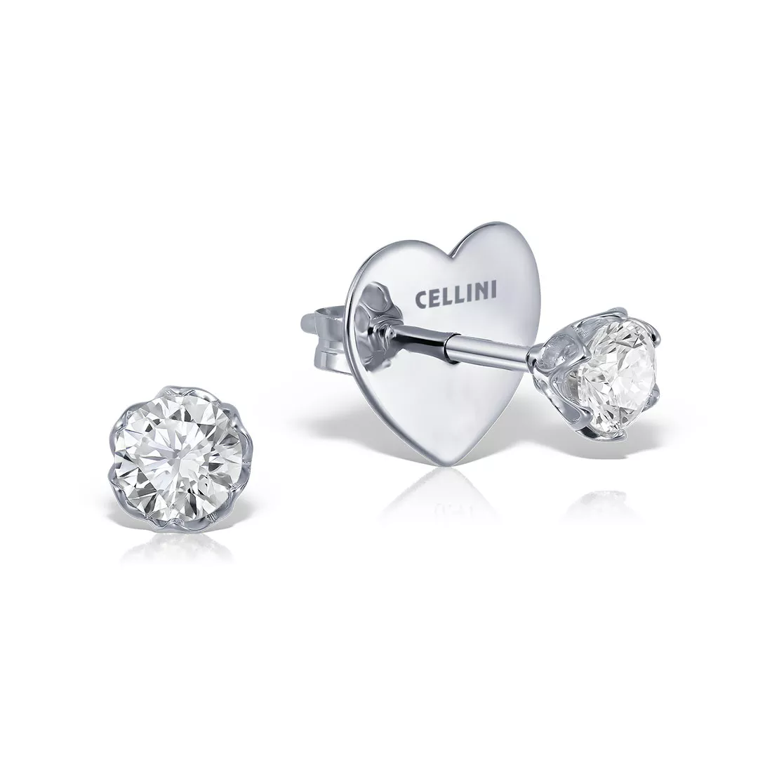 Cercei Bloom Insieme cu diamante, din aur alb  de 18K