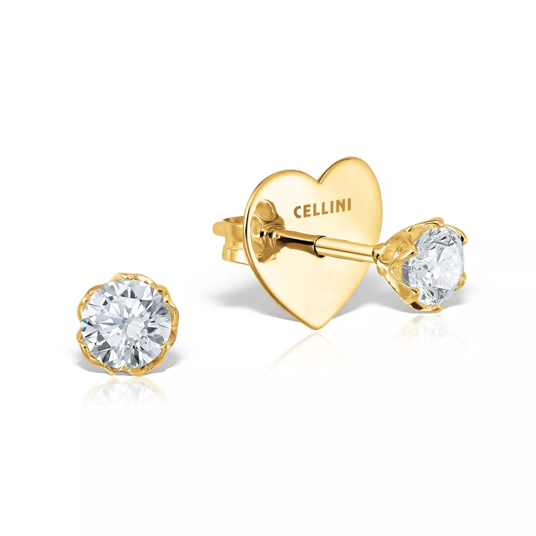 Cercei Bloom Insieme cu diamante, din aur galben de 18K