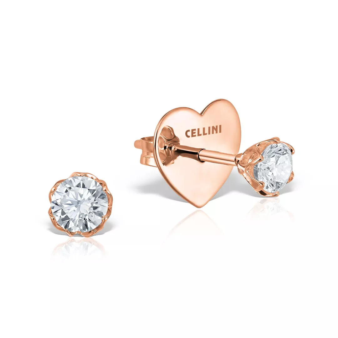 Cercei Bloom Insieme cu diamant, din aur roz de 18K