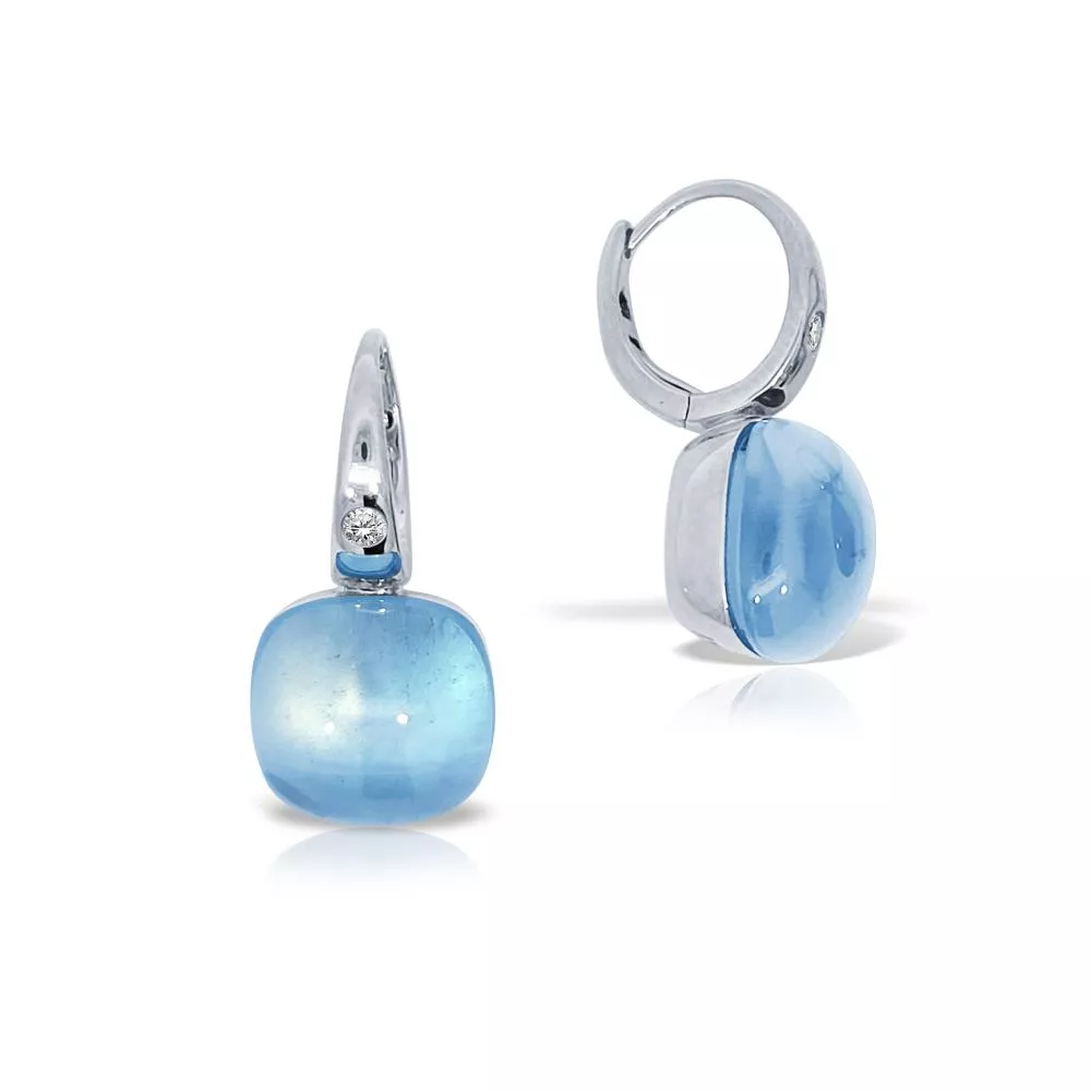 Cercei  Colors of Joy cu topaz si diamante, din aur alb  de 18K