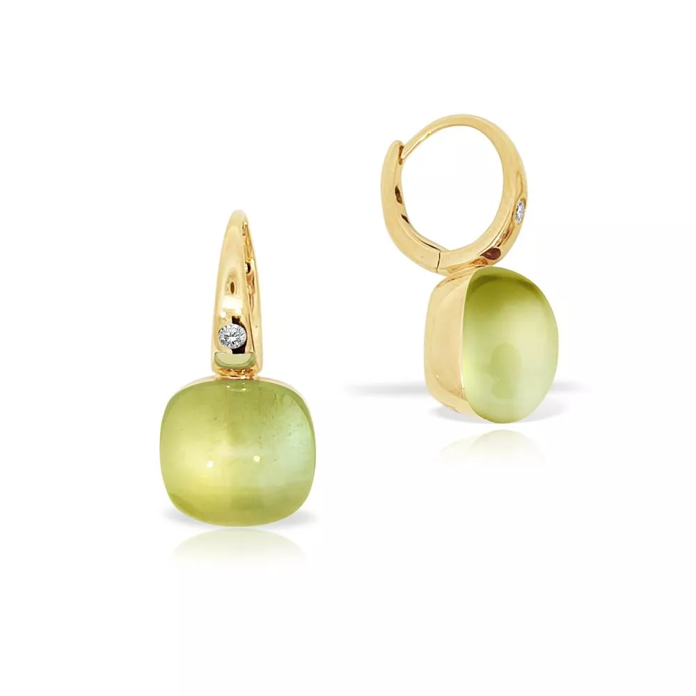 Cercei  Colors of Joy cu quartz lemon si diamante, din aur galben de 18K