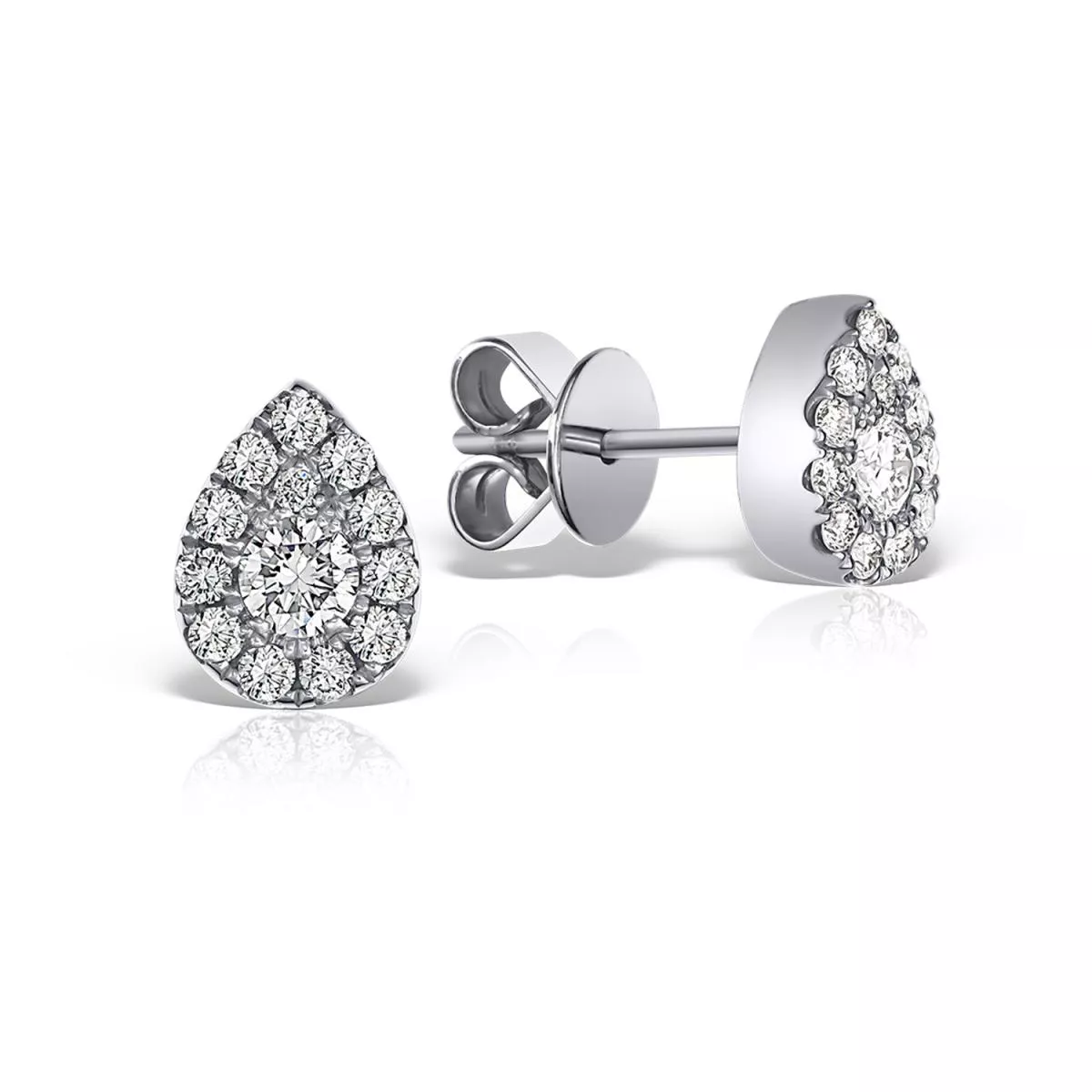 Cercei Classic Diamonds cu diamante, din aur alb de 18K