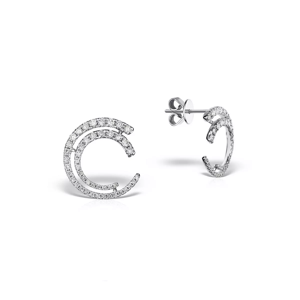 Cercei Classic Diamonds cu diamante, din aur alb de 18K