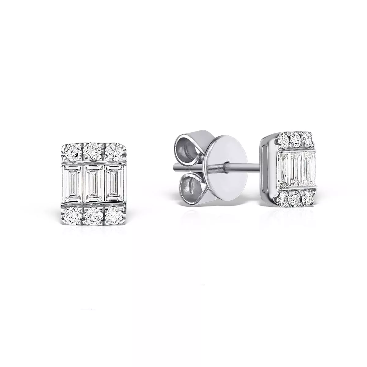 Cercei Classic Diamonds cu diamante, din aur alb de 18K