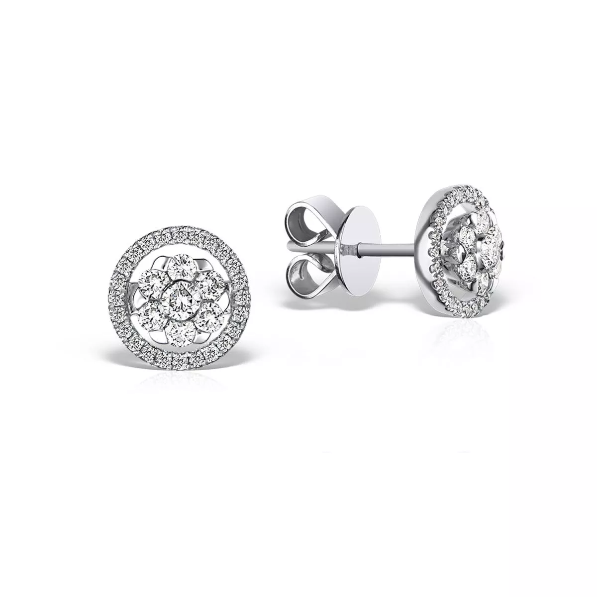 Cercei Classic Diamonds cu diamante, din aur alb de 18K
