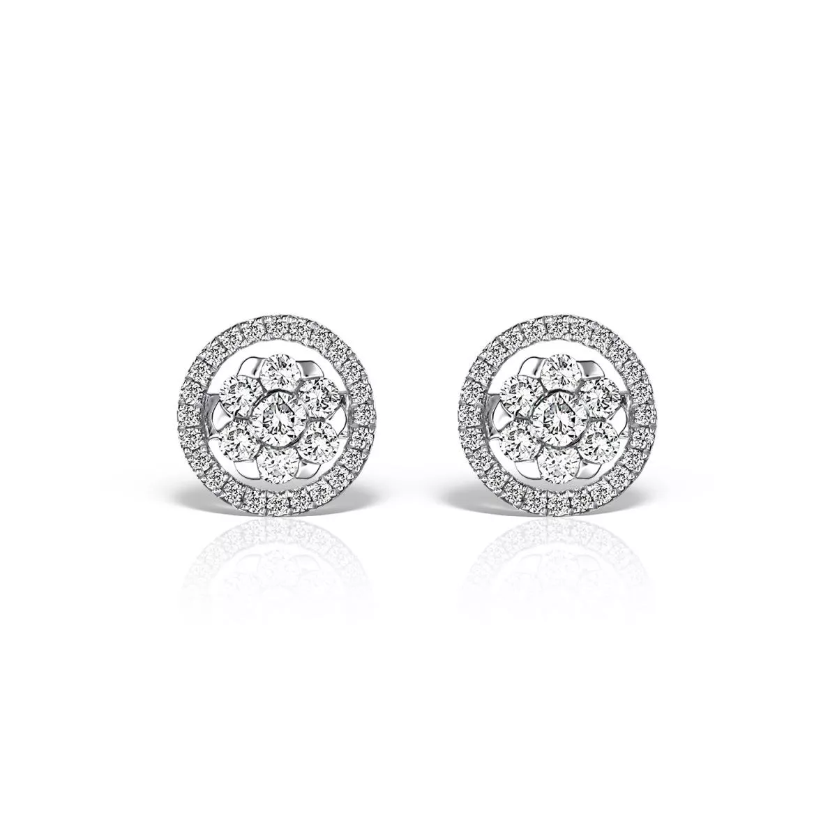 Cercei - Cercei Classic Diamonds cu diamante, din aur alb de 18K, cellini.ro