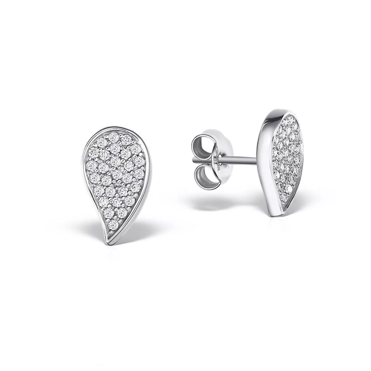 Cercei Classic Diamonds cu diamante, din aur alb de 18K