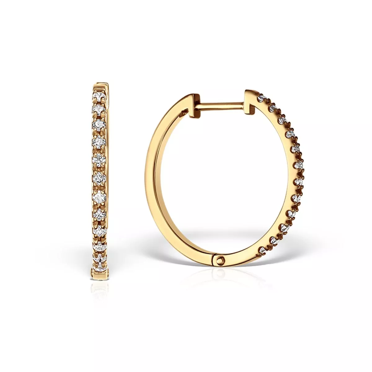 Cercei Classic Diamonds cu diamante, din aur galben de 18K
