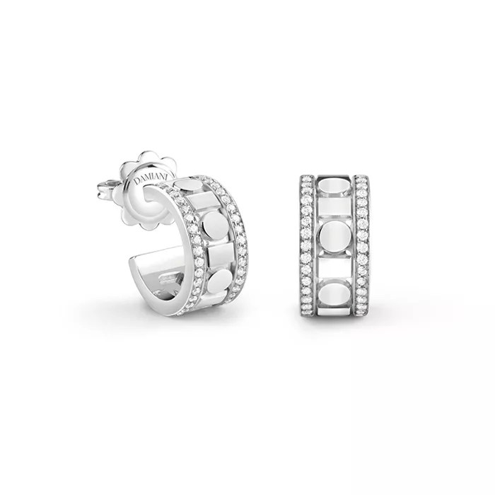 Cercei Damiani Belle Epoque Reel cu diamant, din aur alb de 18K