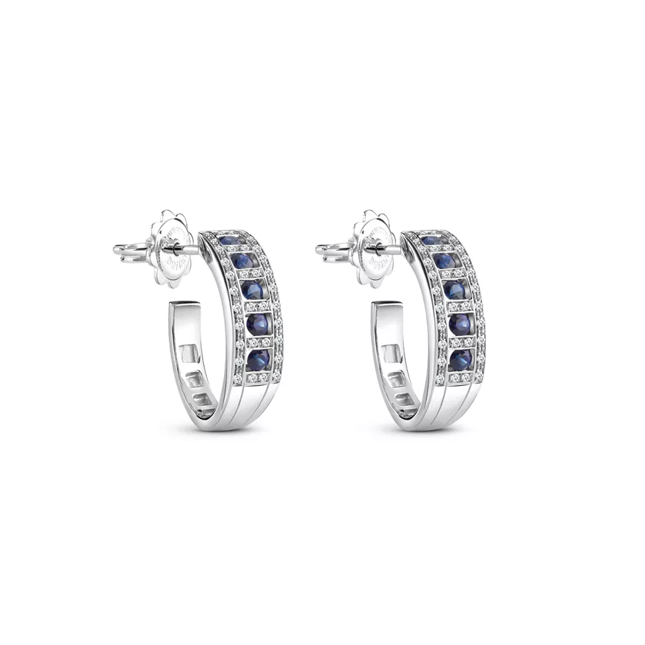 Cercei Damiani Belle Epoque cu safire si diamante, din aur alb de 18K