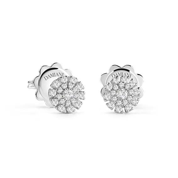 Cercei Damiani Margherita cu diamante, din aur alb de 18K