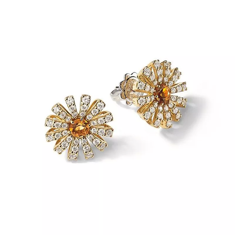 Cercei  Damiani Margherita cu diamante si citrine, din aur galben de 18K