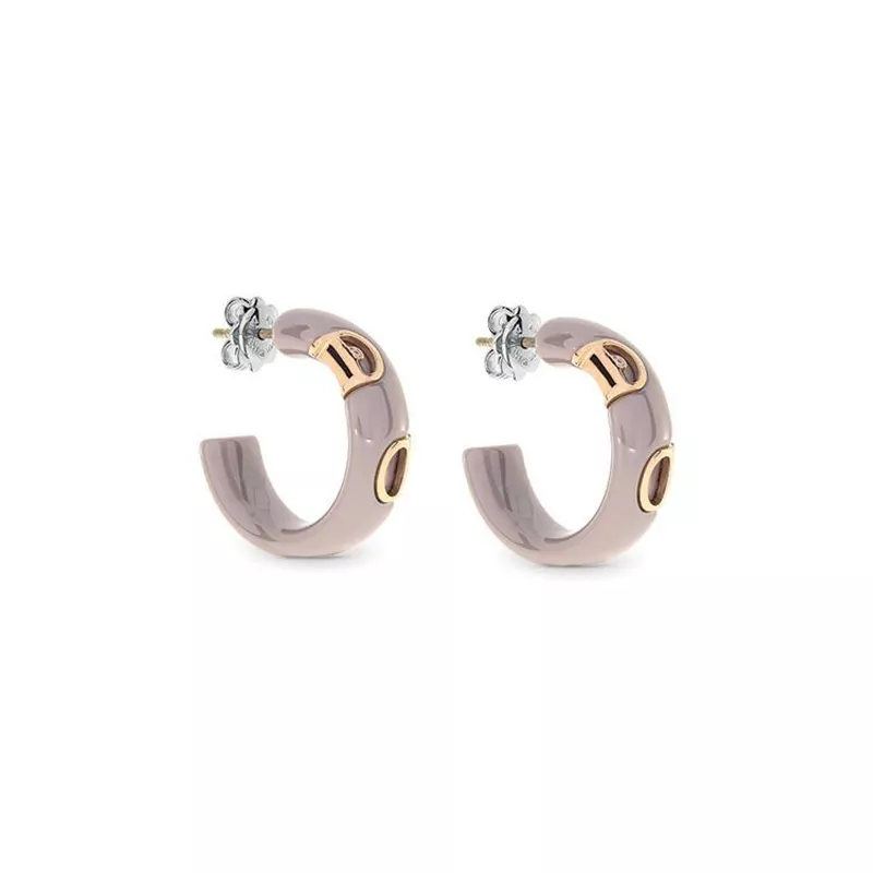 Cercei Damiani D.Icon cu diamante si ceramica, din aur roz de 18K