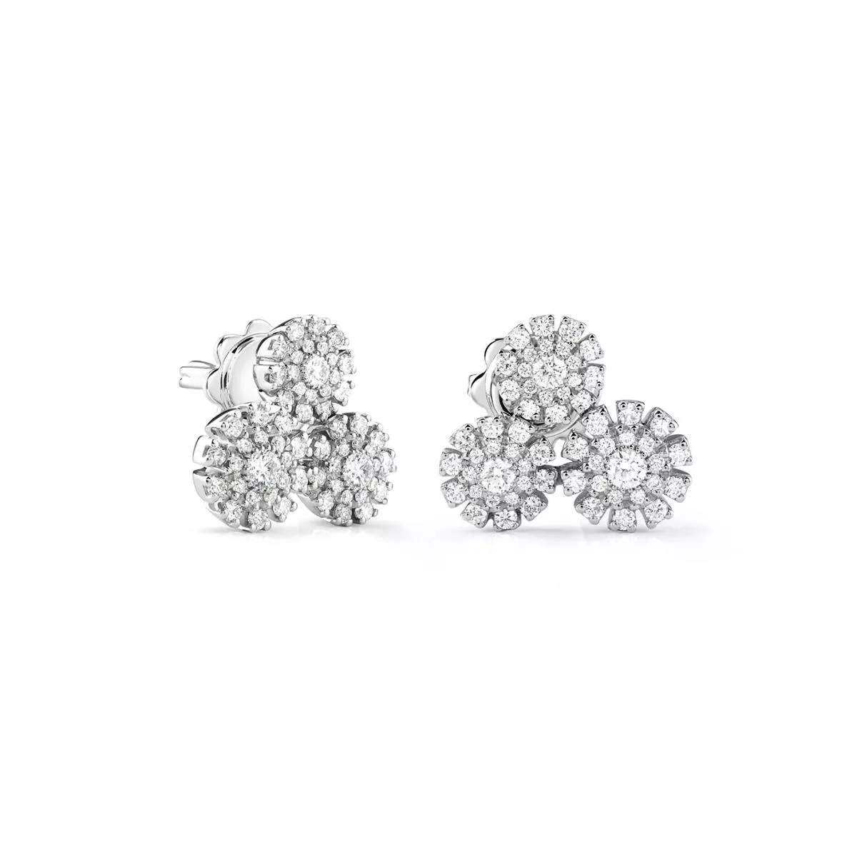 Cercei Damiani Margherita cu diamant, din aur alb de 18K