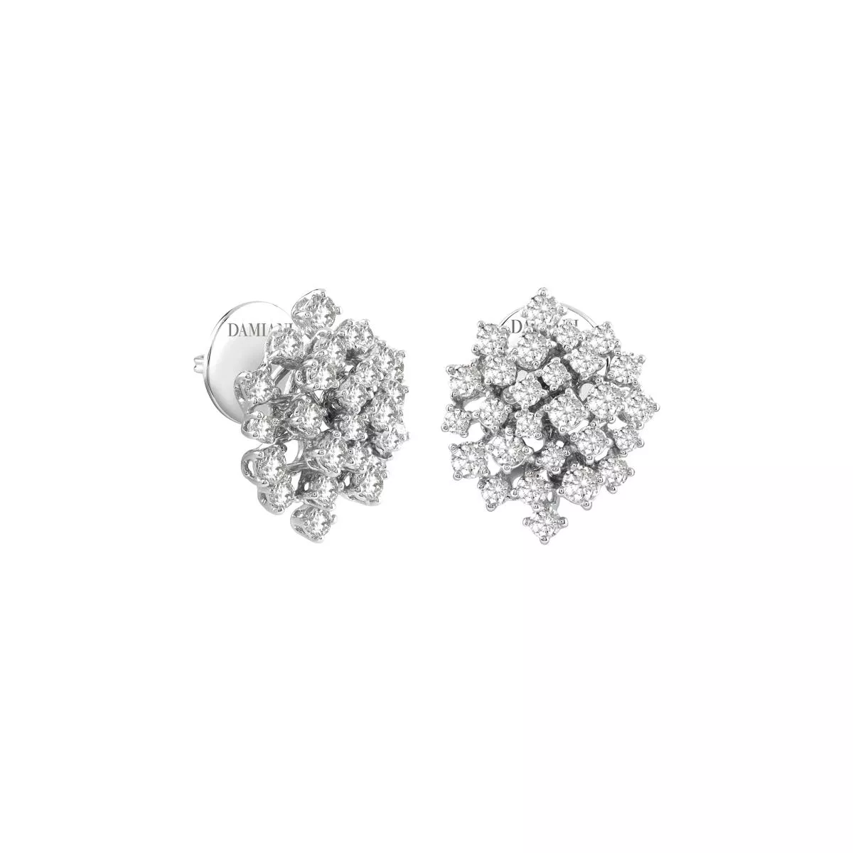 Cercei Damiani Mimosa cu diamant, din aur alb de 18K