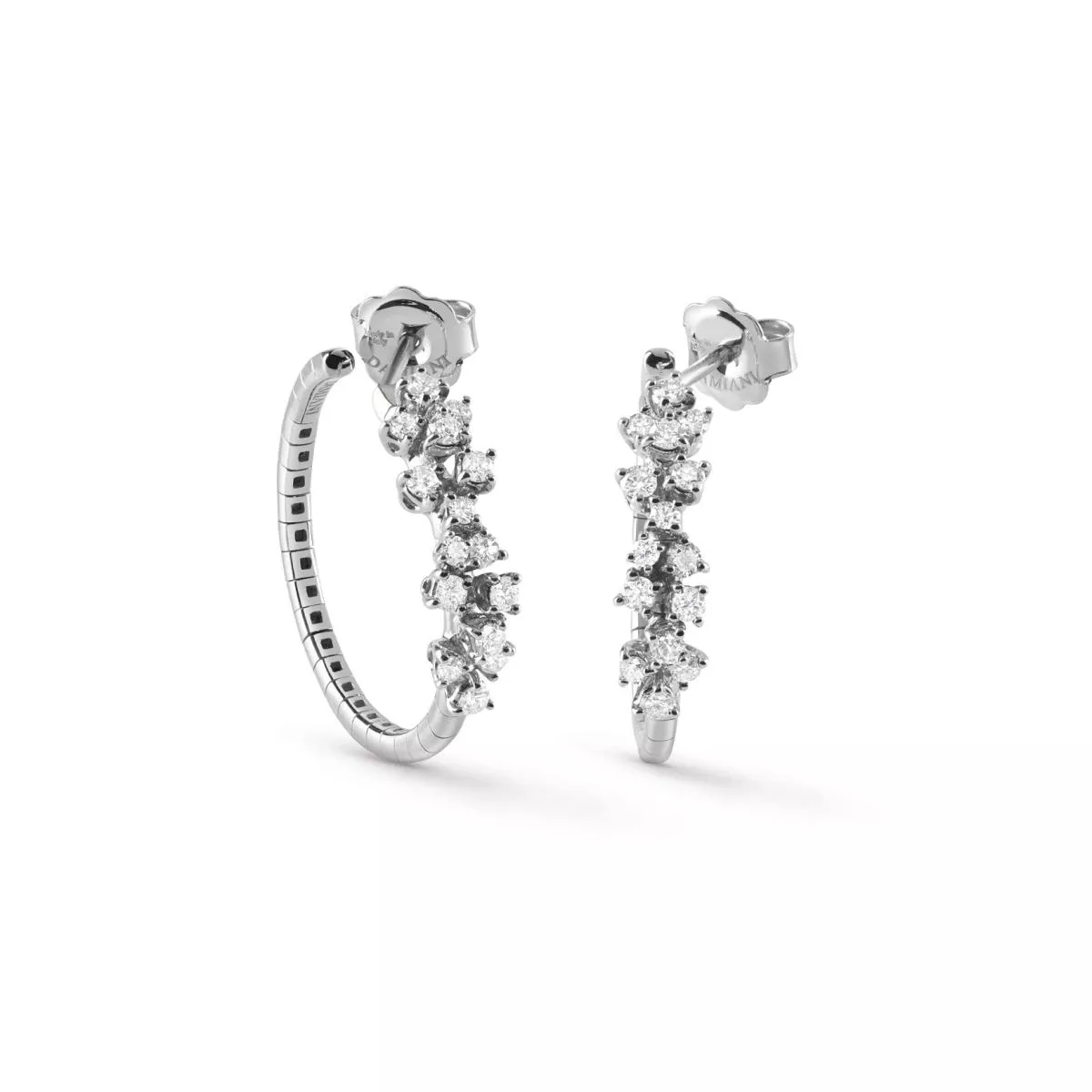 Cercei Damiani Mimosa cu diamant, din aur alb de 18K