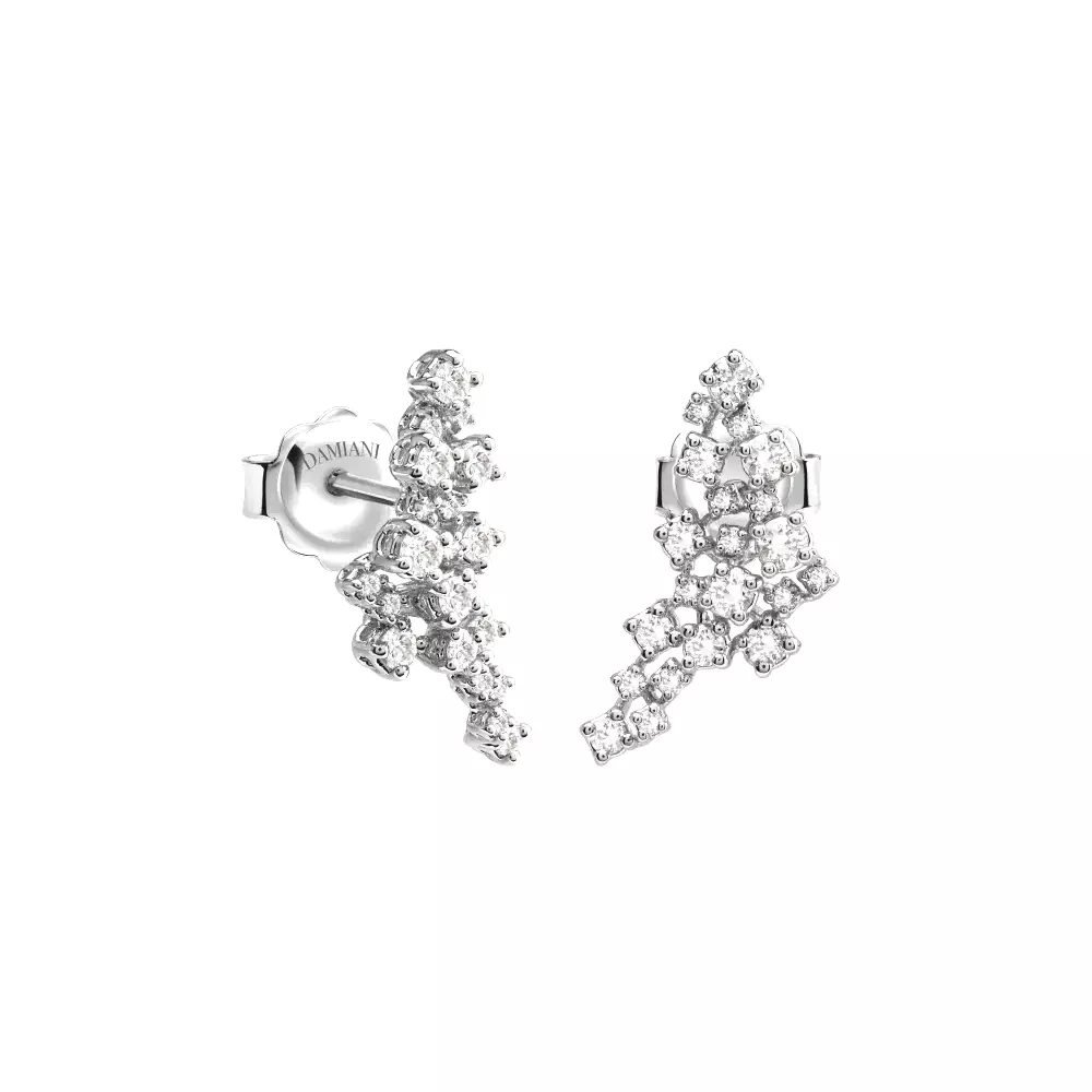 Cercei Damiani Mimosa cu diamant, din aur alb de 18K