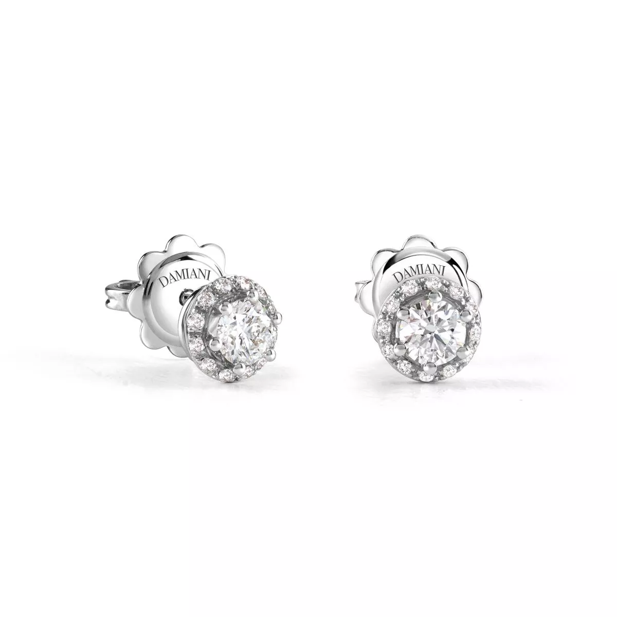 Cercei Damiani Minou cu diamant, din aur alb de 18K