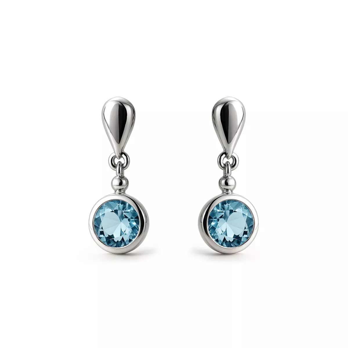 Cercei - Cercei Eva Nobile cu bleu topaz, din aur alb de 14K, cellini.ro