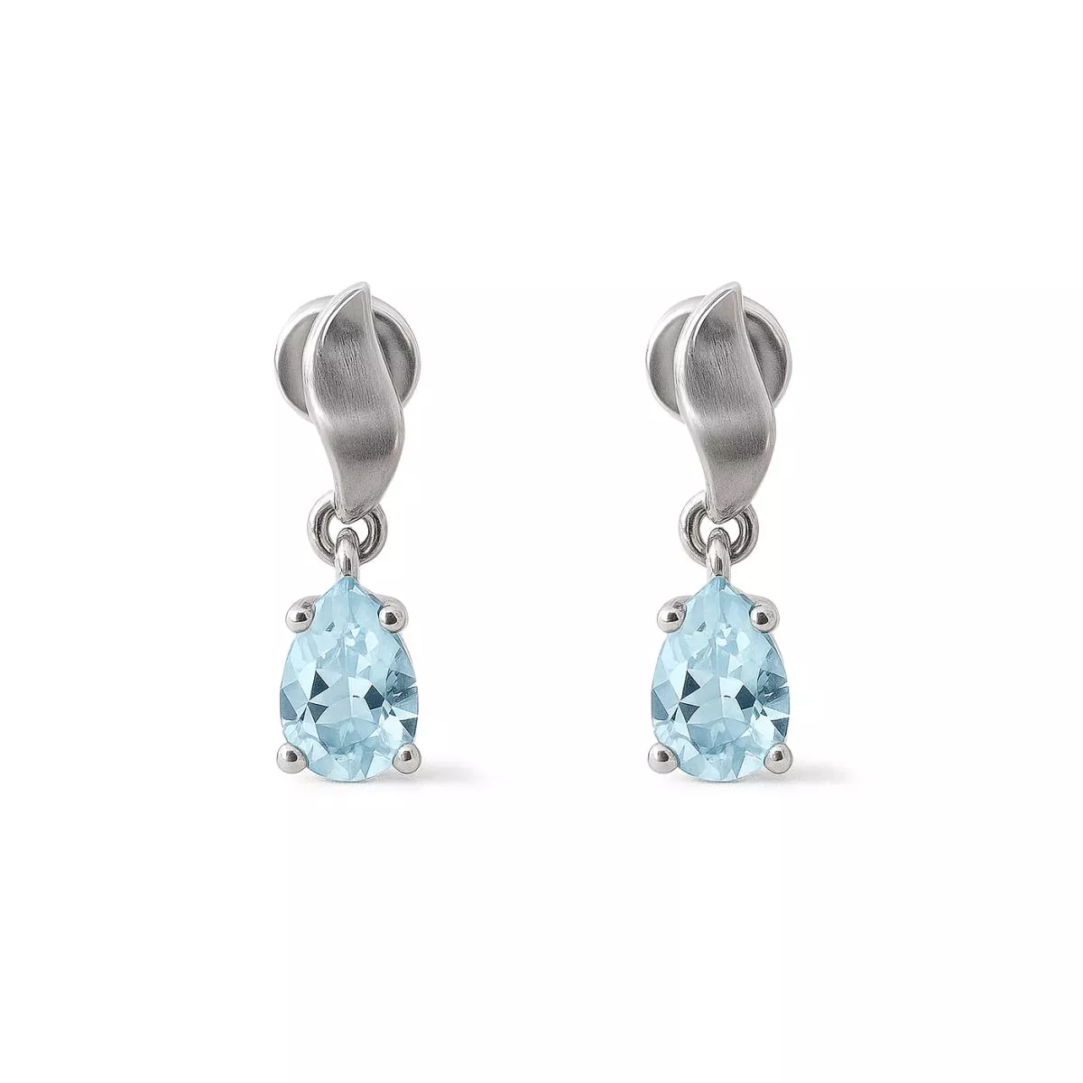 Cercei - Cercei Eva Nobile cu bleu topaz, din aur alb de 14K, cellini.ro