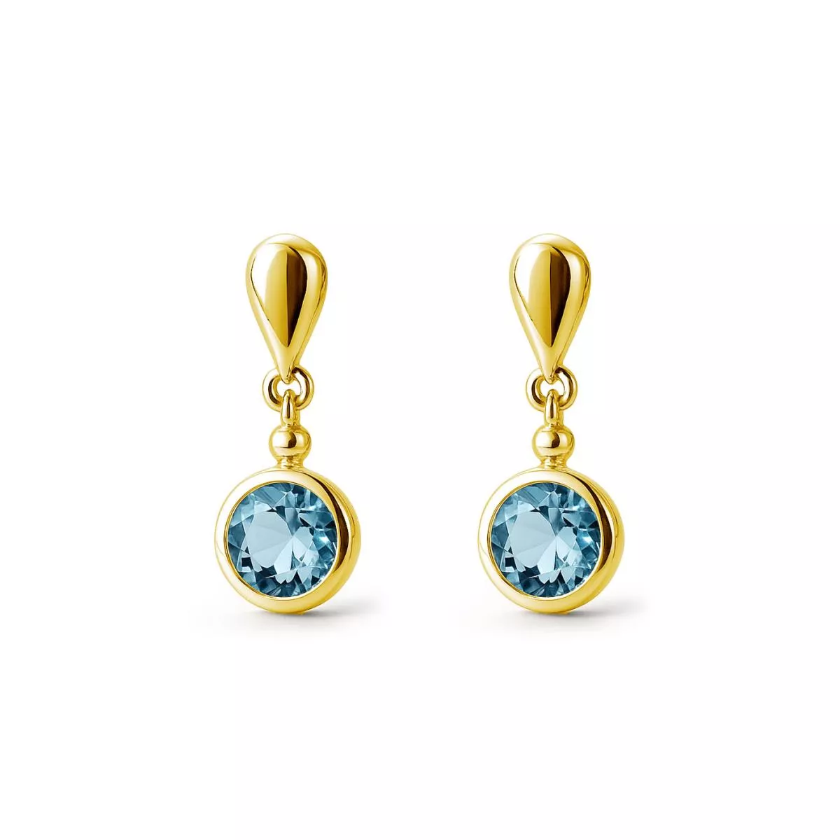 Cercei - Cercei Eva Nobile cu bleu topaz, din aur galben de 14K, cellini.ro