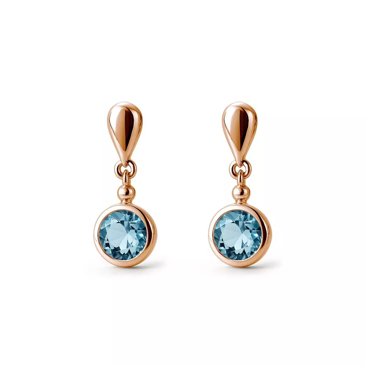 Cercei - Cercei Eva Nobile cu bleu topaz, din aur roz de 14K, cellini.ro