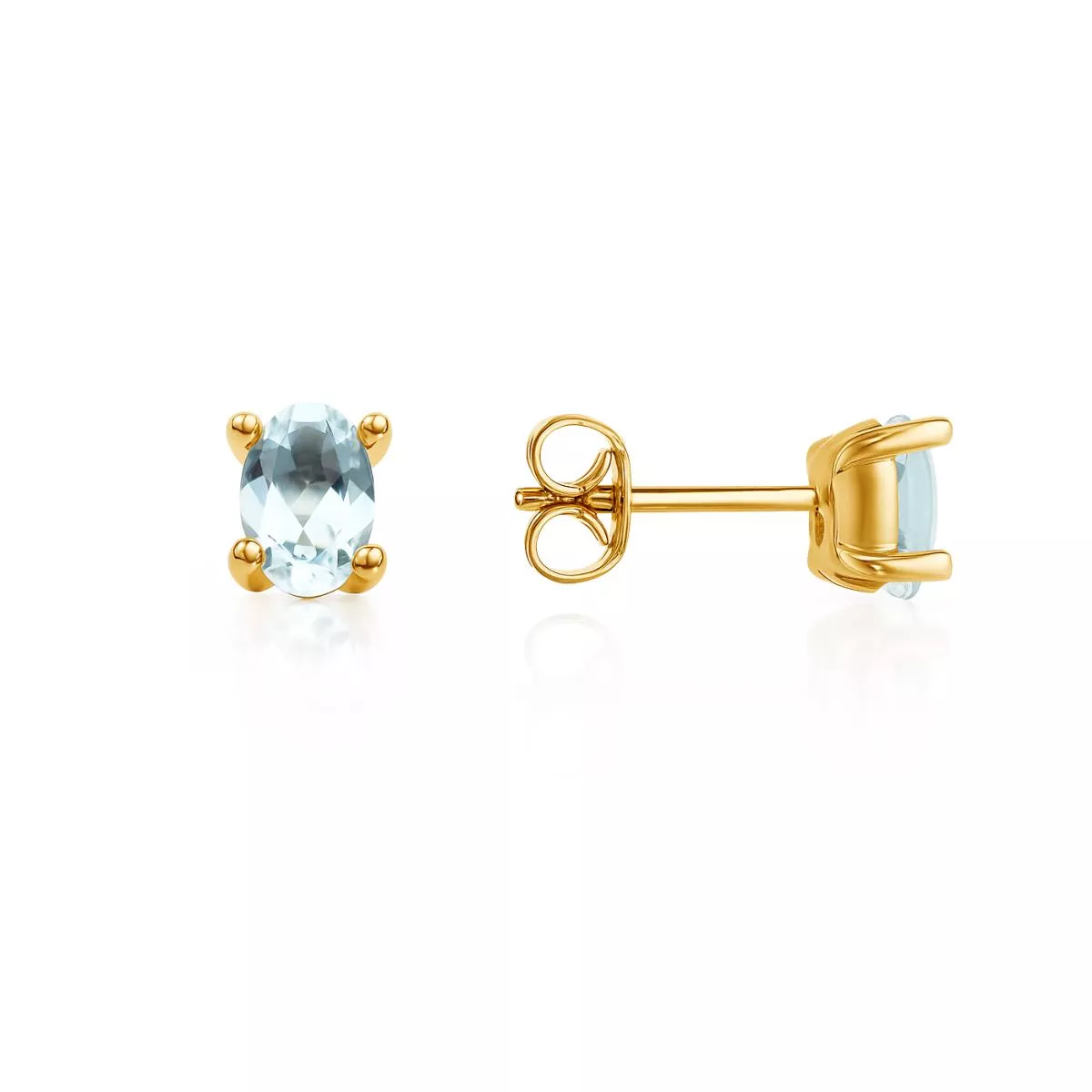 Cercei Eva Nobile cu blue topaz, din aur galben de 14K