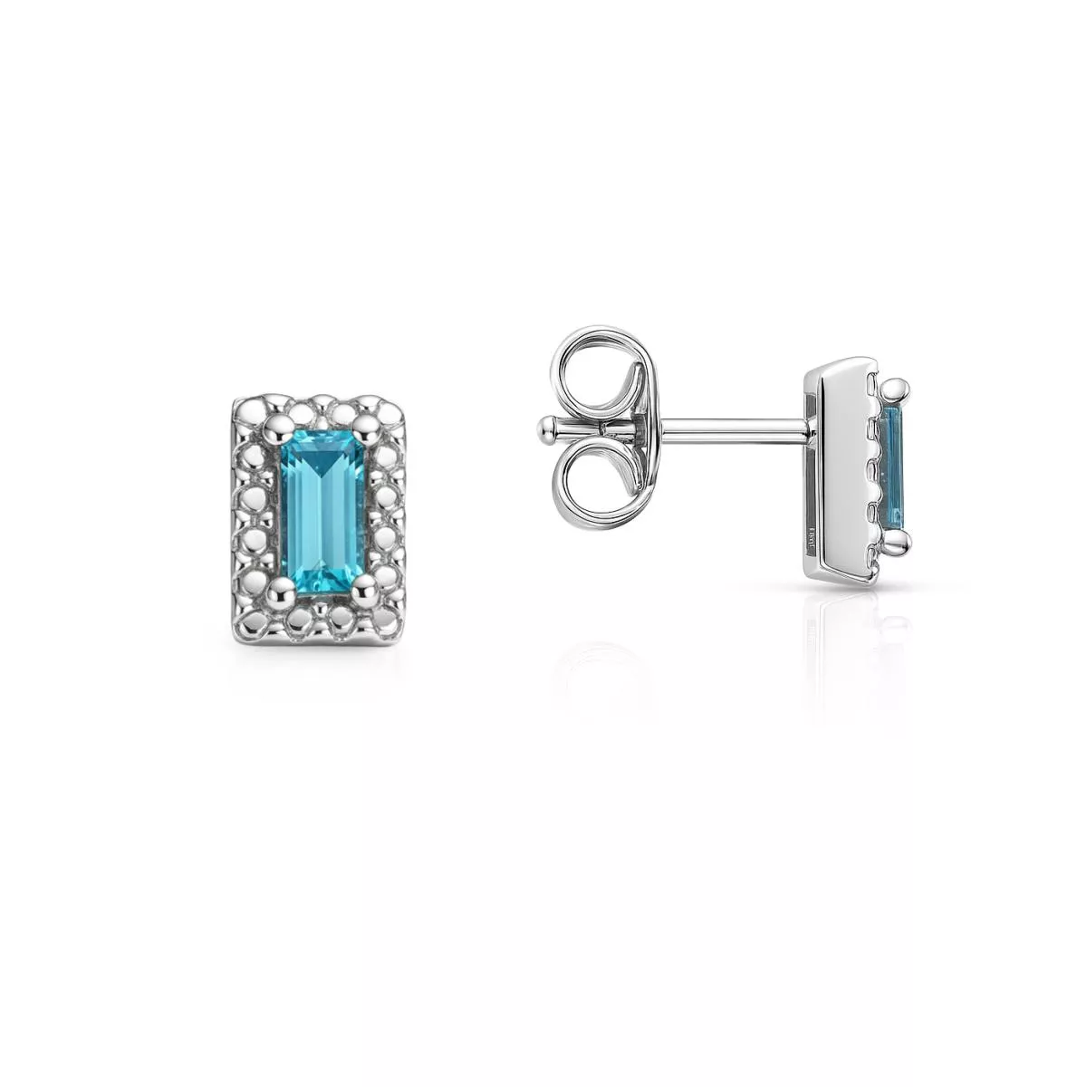 Cercei Eva Nobile cu London topaz, din aur alb de 14K