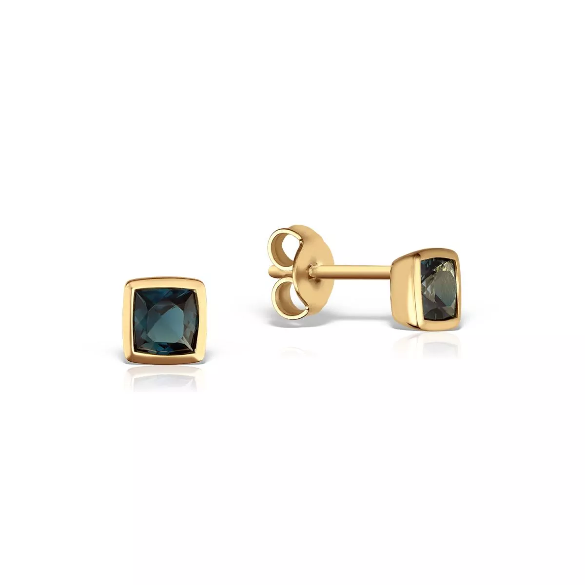 Cercei Eva Nobile cu London topaz, din aur galben de 14K
