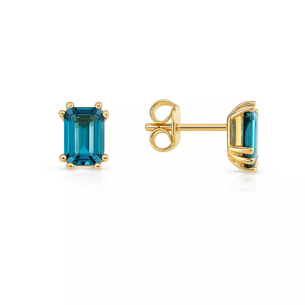 Cercei Eva Nobile cu London topaz, din aur galben de 14K