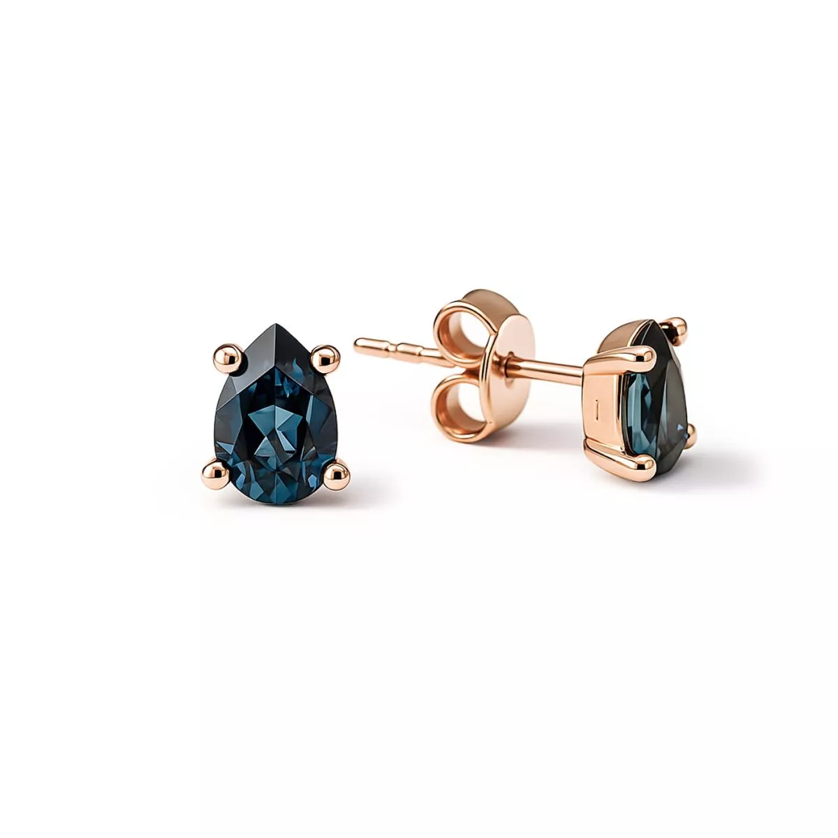 Cercei Eva Nobile cu London topaz, din aur roz de 14K