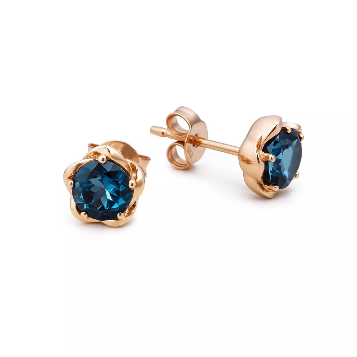 Cercei Eva Nobile cu London topaz, din aur roz de 14K