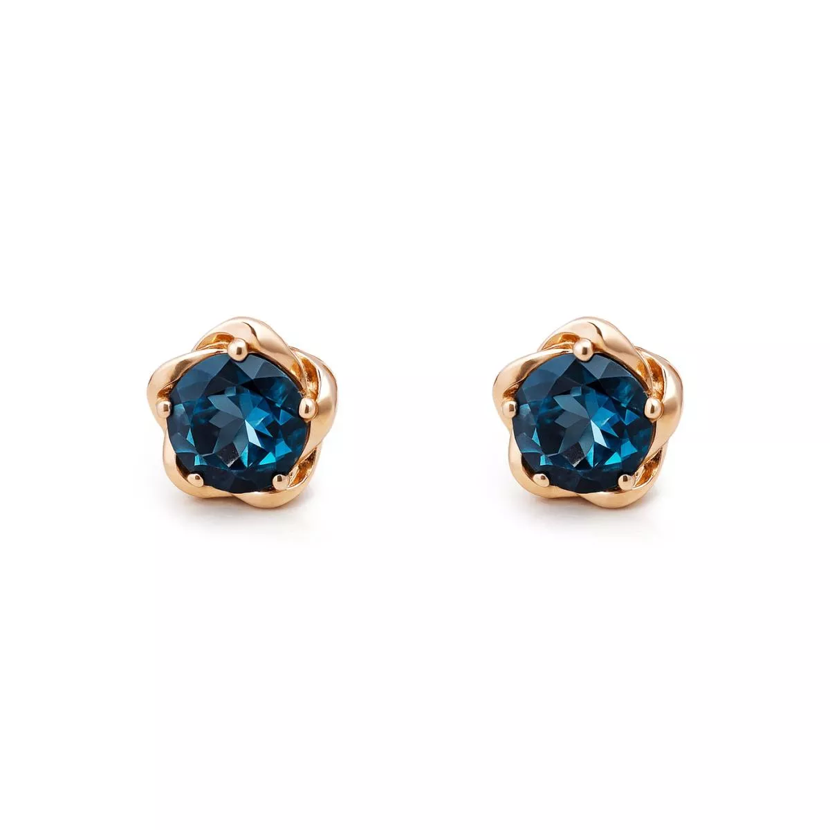 Cercei - Cercei Eva Nobile cu London topaz, din aur roz de 14K, cellini.ro