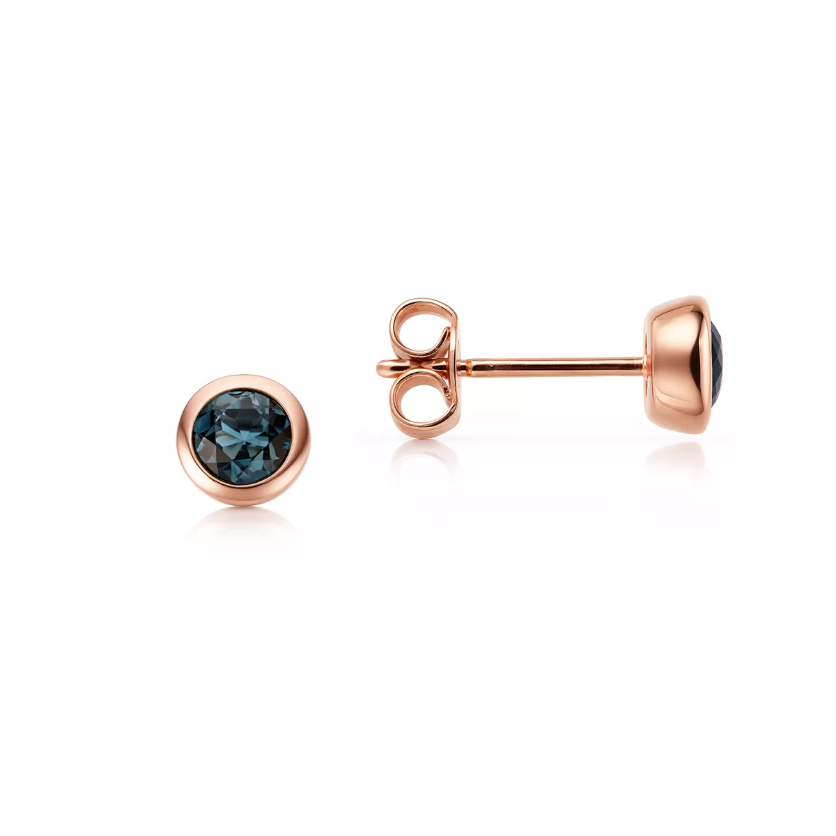 Cercei Eva Nobile cu London topaz, din aur roz de 14K