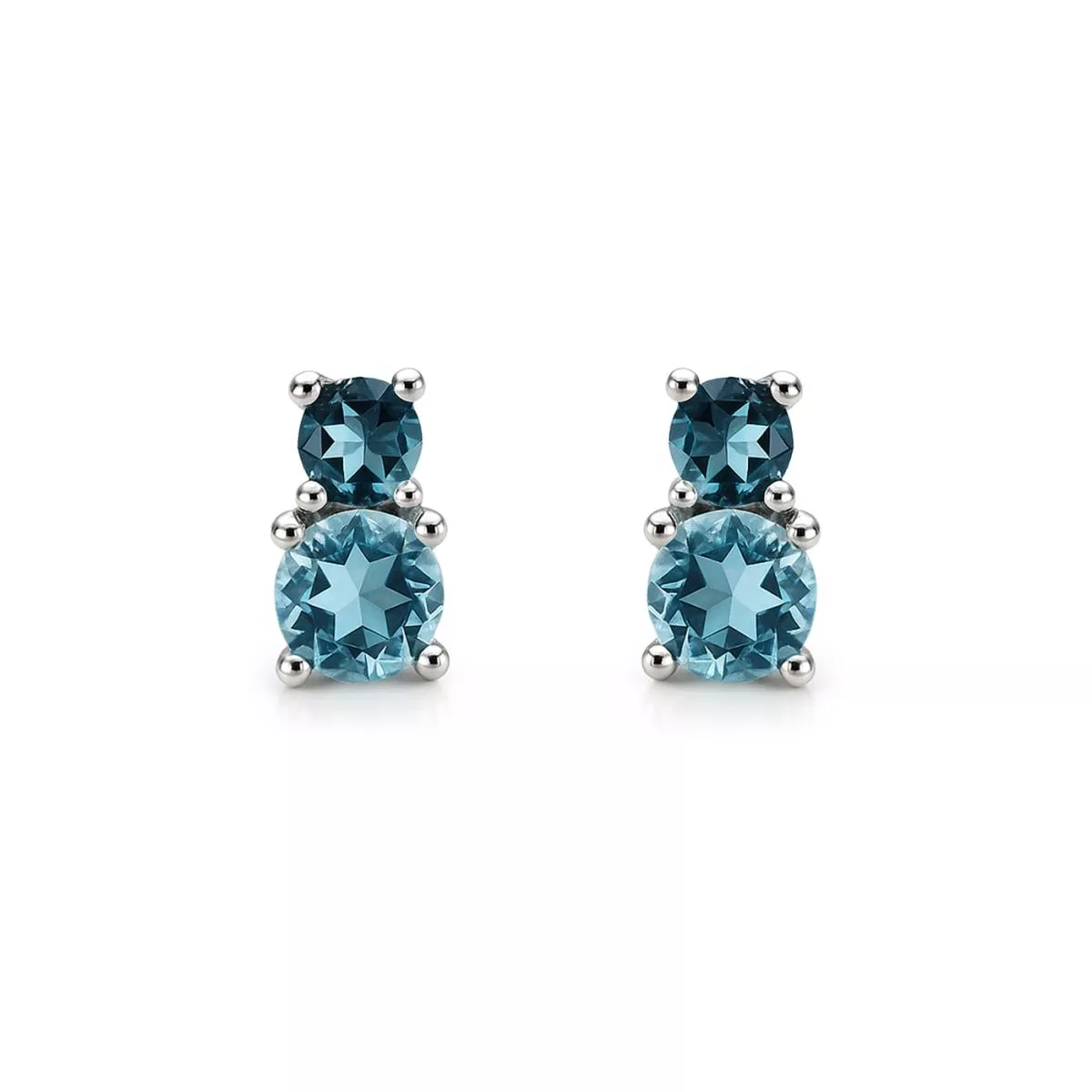 Cercei - Cercei Eva Nobile cu London topaz si bleu topaz, din aur alb de 14K, cellini.ro